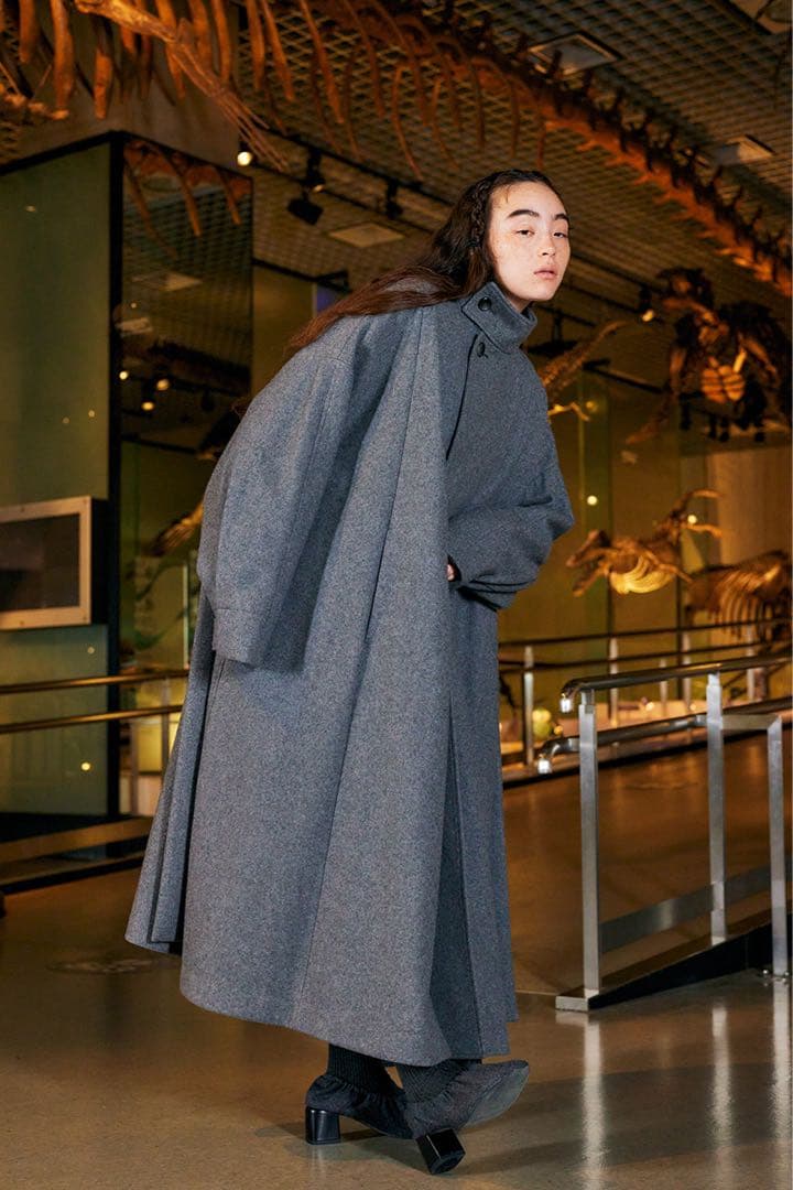 ENFOLD ライトメルトン　オーバーサイズフレアコート　36 2022FW