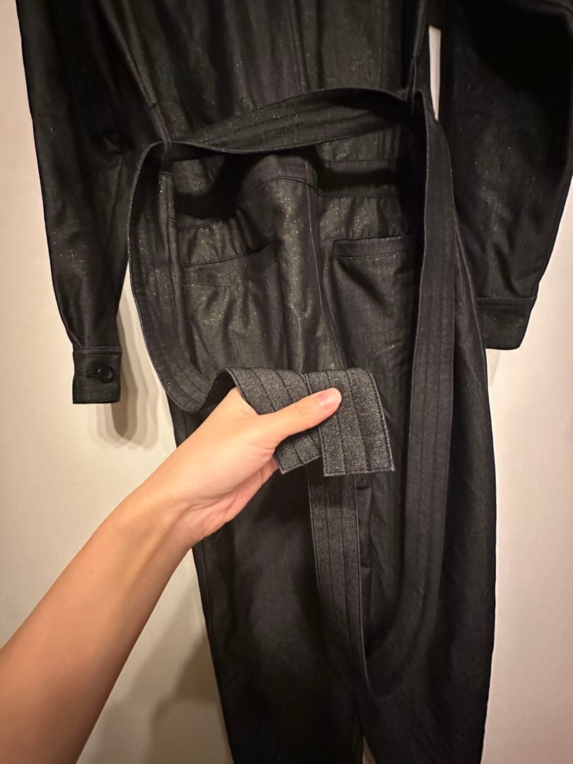 Ameri デニムライク オールインワン 【BLACK Sサイズ】