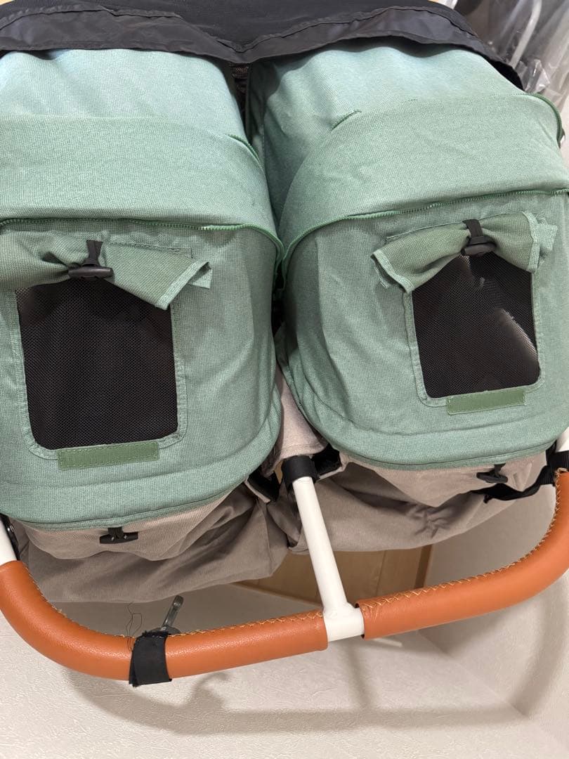 ココダブル　エアバギー　双子用ベビーカー グリーン　2人乗り　他5点付き