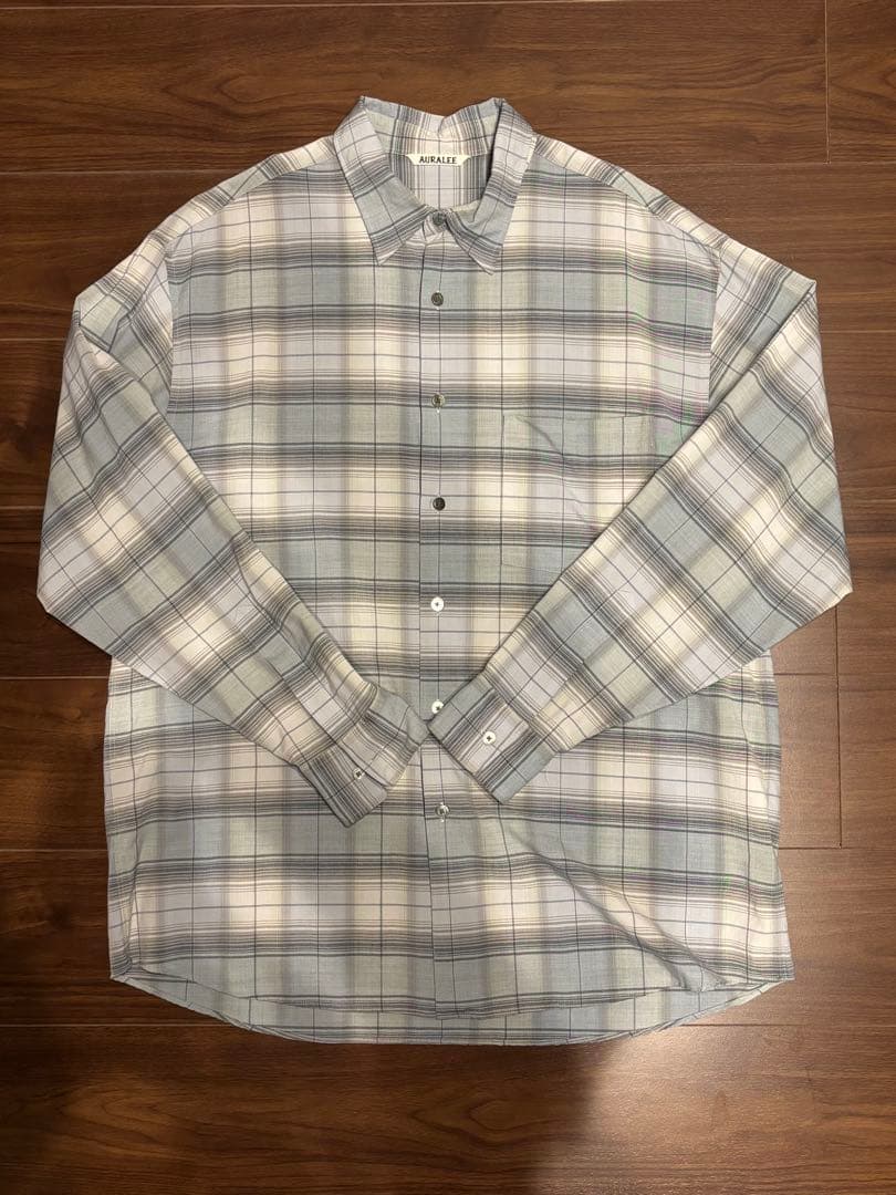 トップス AURALEE SUPERLIGHT WOOL CHECKSHIRT 25SS