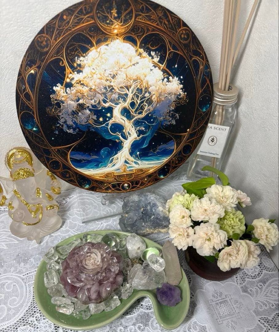 オルゴナイト フリルなバラ デザートローズ＆ ディープローズクォーツ