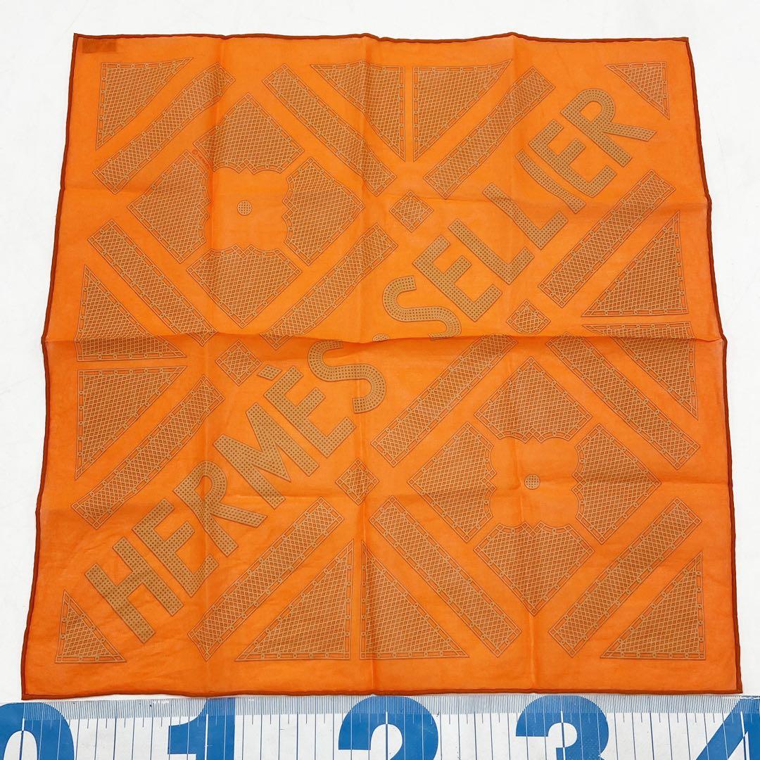 エルメス カレ40 オレンジ コットン スカーフ