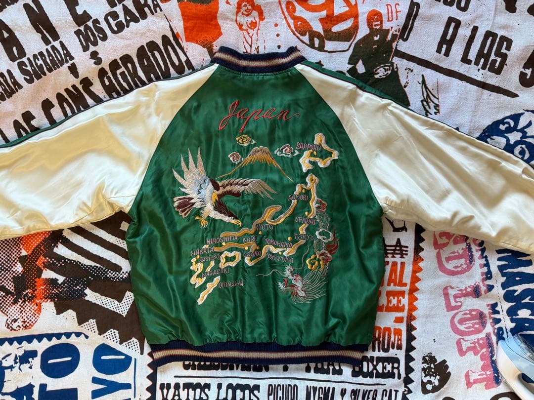 ★美品！テーラー東洋 ファイティングコックス×日本地図 リバーシブルスカジャンL