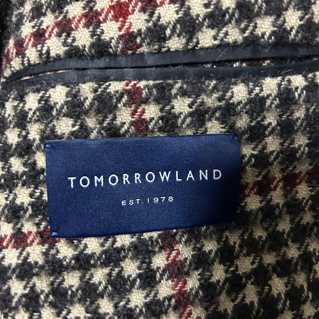 美品 トゥモローランド チェスターコート アルパカ混 モヘヤ混 千鳥格子 近年