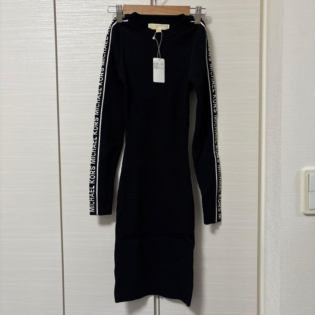 【新品】MICHAEL KORS ブラック リブ編み ワンピXS 新品タグ付き