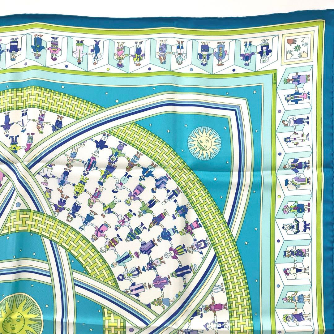 大人気☆エルメス☆スカーフ☆カレ90☆DONNER LA MAIN☆シルク☆青系