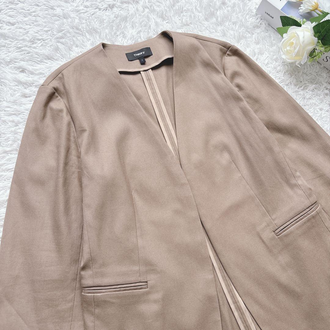 白いひつじ様　Theory パンツスーツ STRETCH CANVAS ノーカラ