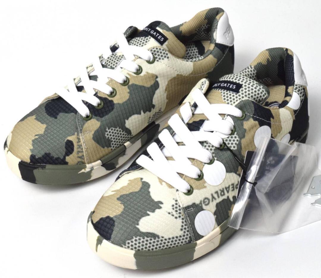 未使用3.5万 パーリーゲイツ ゴルフシューズ 23 迷彩 ドット カモフラ