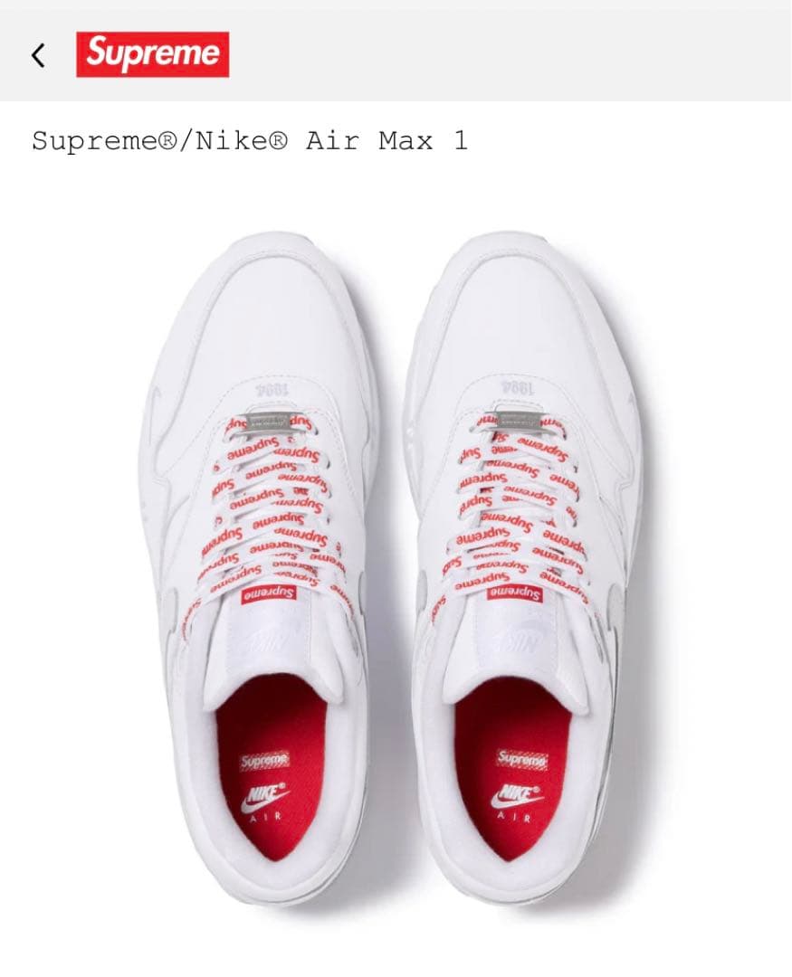 スケートボード Supreme Nike Air Max 1 White 29.5