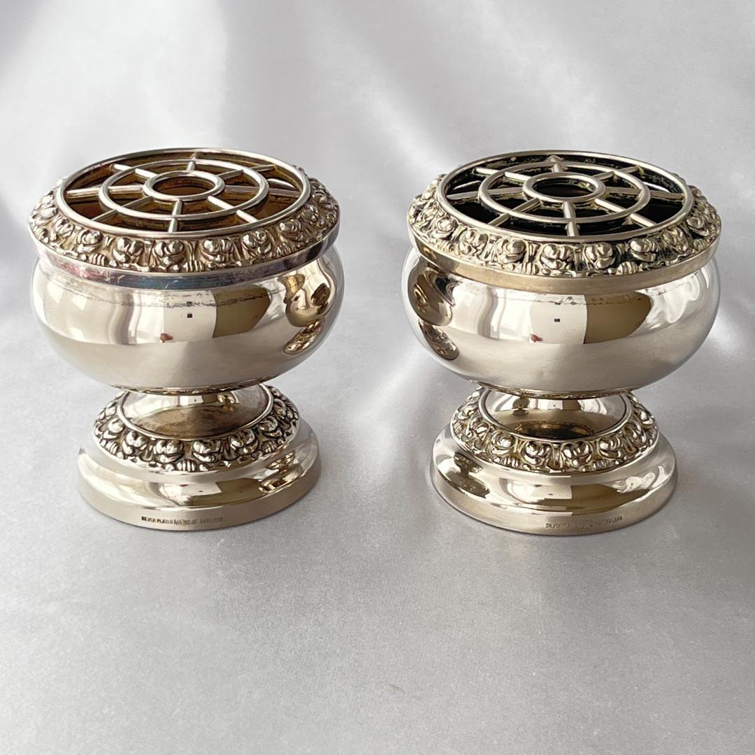 【IANTHE】ローズボウルバラ / 薔薇の花器セット　5点【シルバープレート】