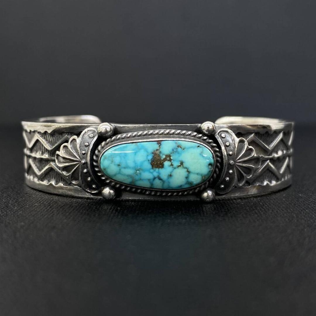 NAVAJO SUNSHINE REEVES ターコイズ スタンプワークバングル