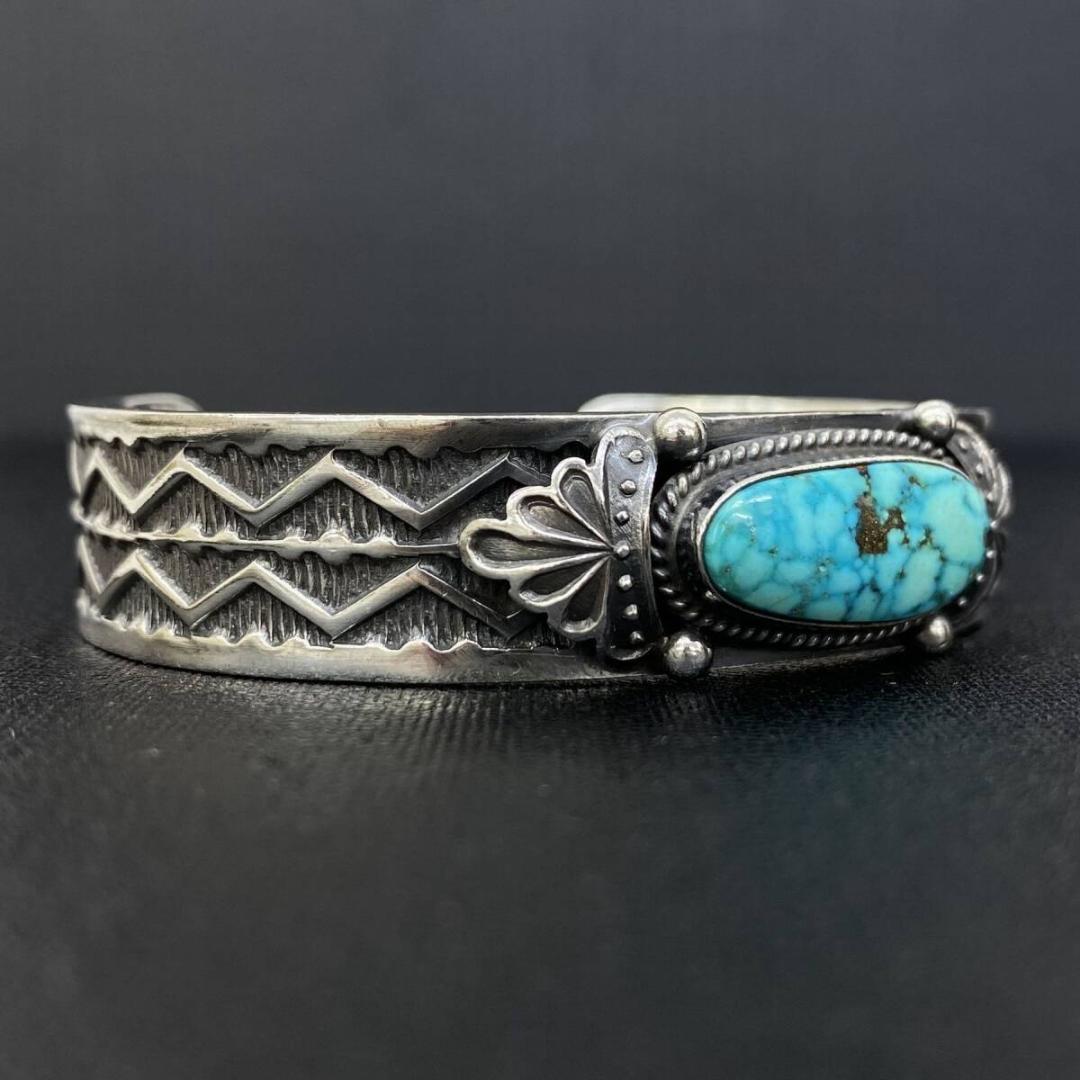 NAVAJO SUNSHINE REEVES ターコイズ スタンプワークバングル