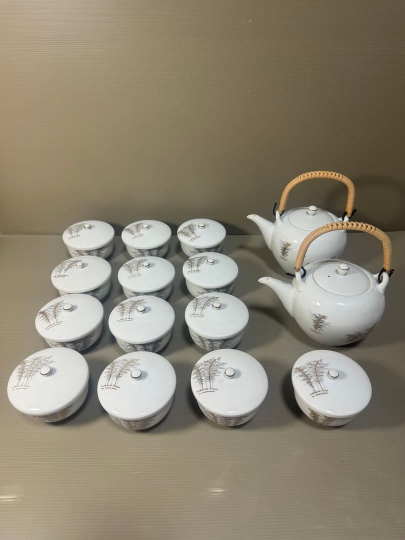 2301 深川製磁　茶器セット　急須2客　湯呑蓋付13客