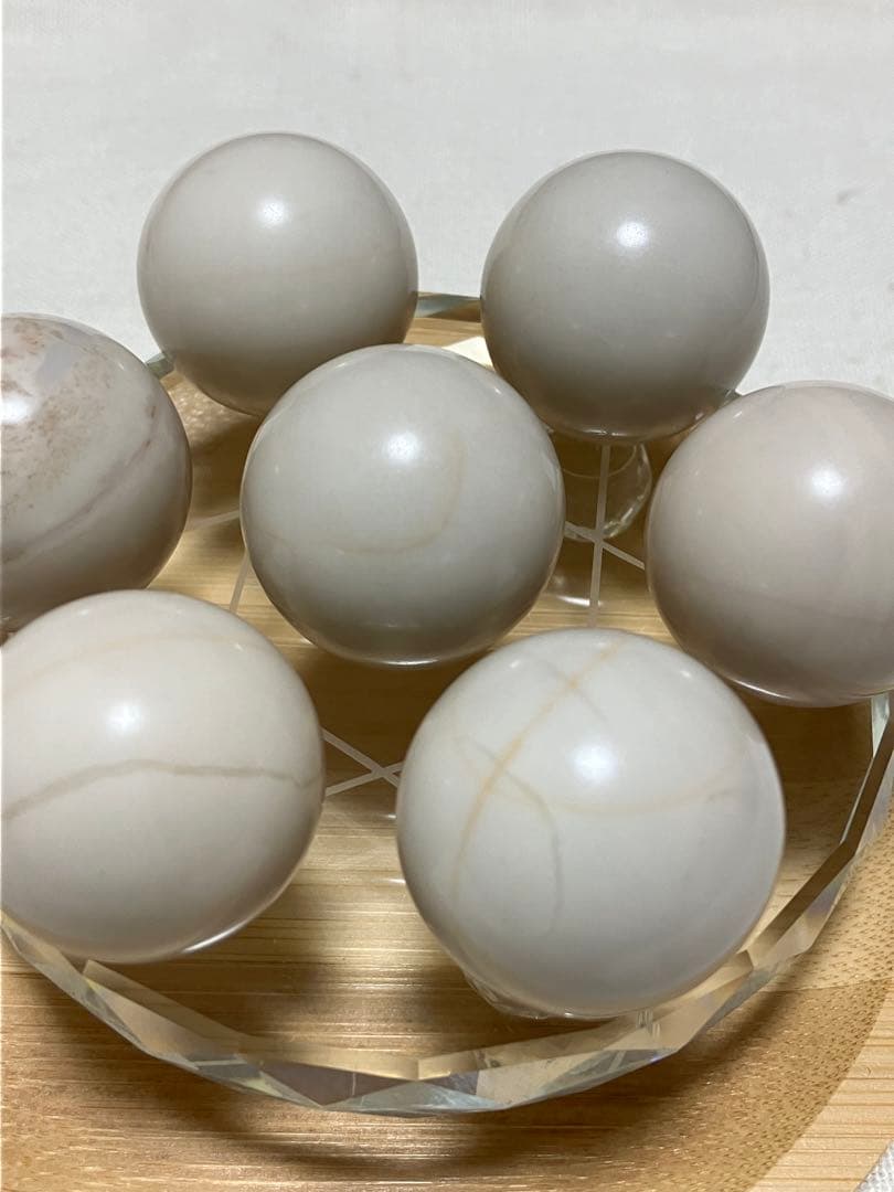 開運　龍宮舎利石　七星陣　30mm7個　ガラス台座セット