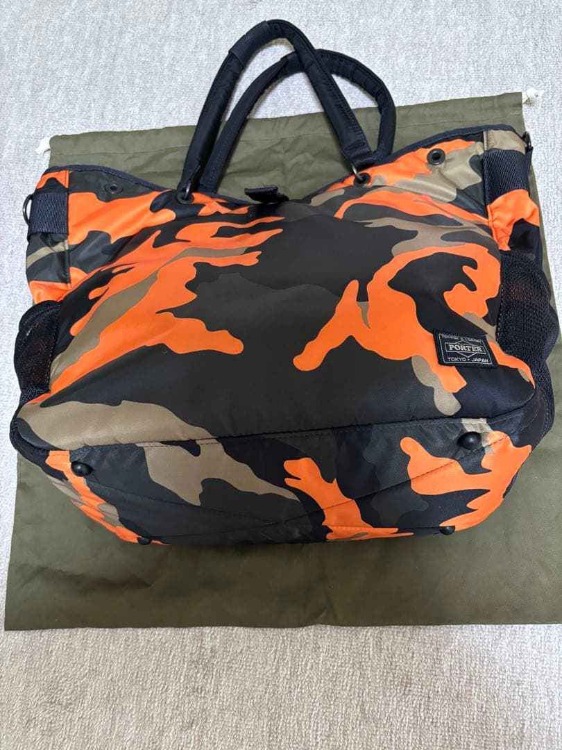 PORTER オレンジ カモフラ トートバッグ