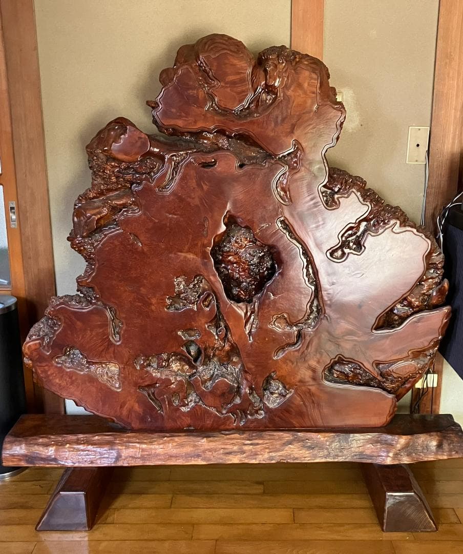 美品　花梨　天然木1枚板　衝立(ついたて)