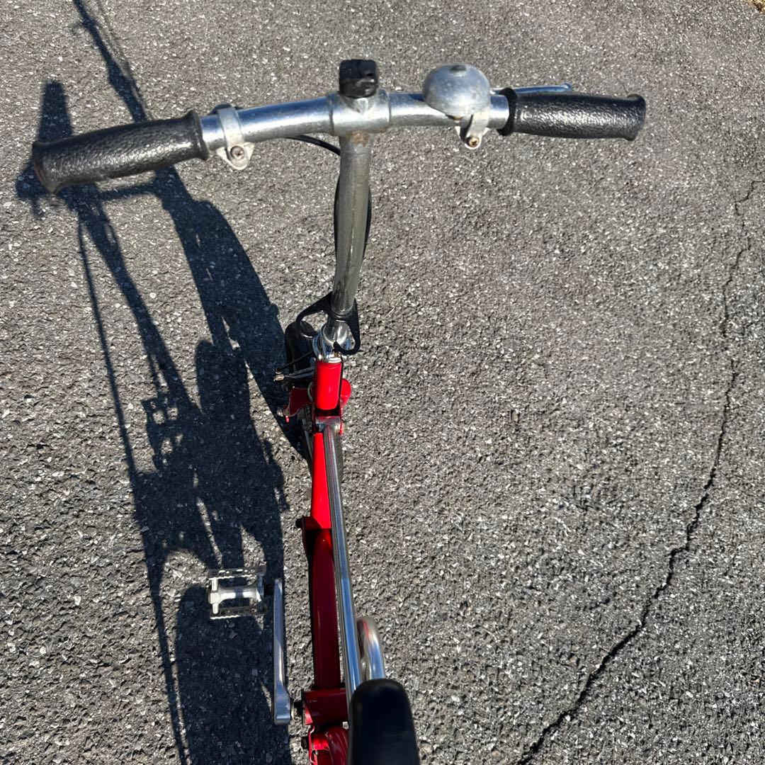 ブリヂストン、折りたたみ自転車 赤 スチールフレーム￼、ワンタッチピクニカ、