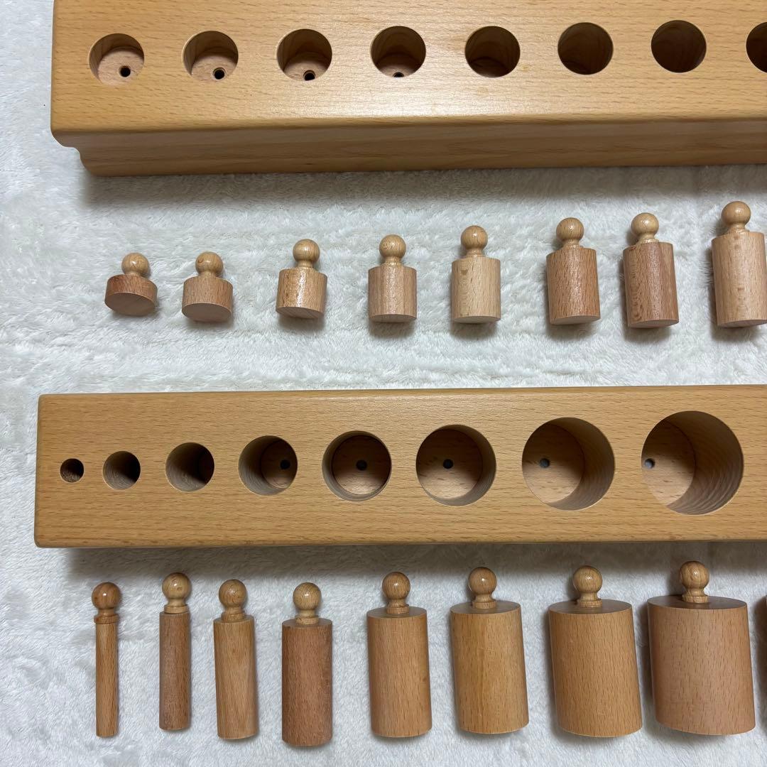 モンテッソーリ ピンクタワー　はめ込み円柱　茶色い階段　感覚教具　まとめ売り