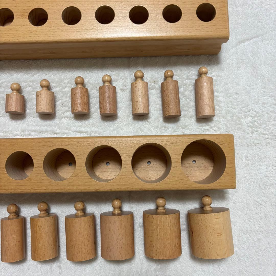 モンテッソーリ ピンクタワー　はめ込み円柱　茶色い階段　感覚教具　まとめ売り