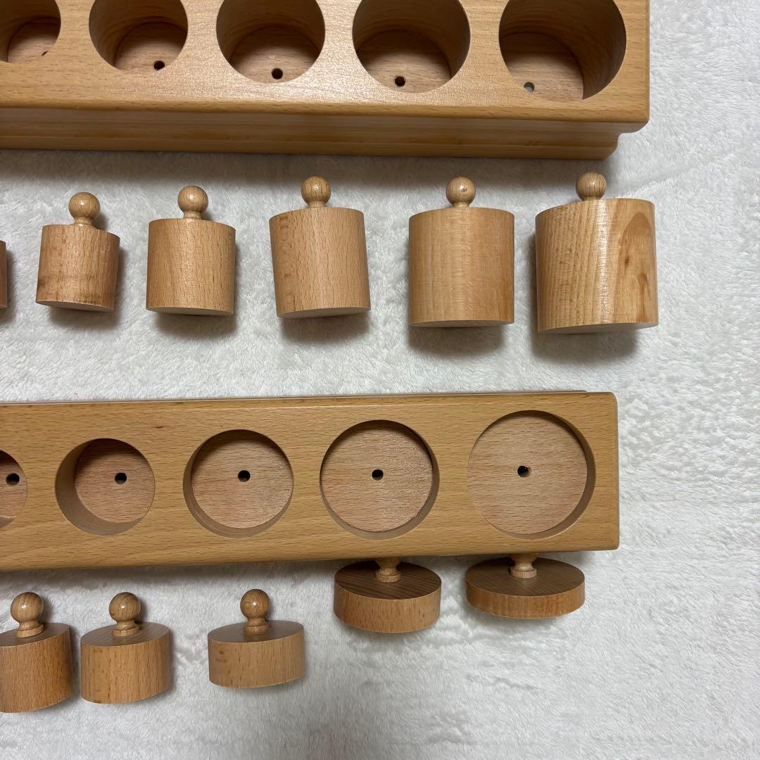 モンテッソーリ ピンクタワー　はめ込み円柱　茶色い階段　感覚教具　まとめ売り