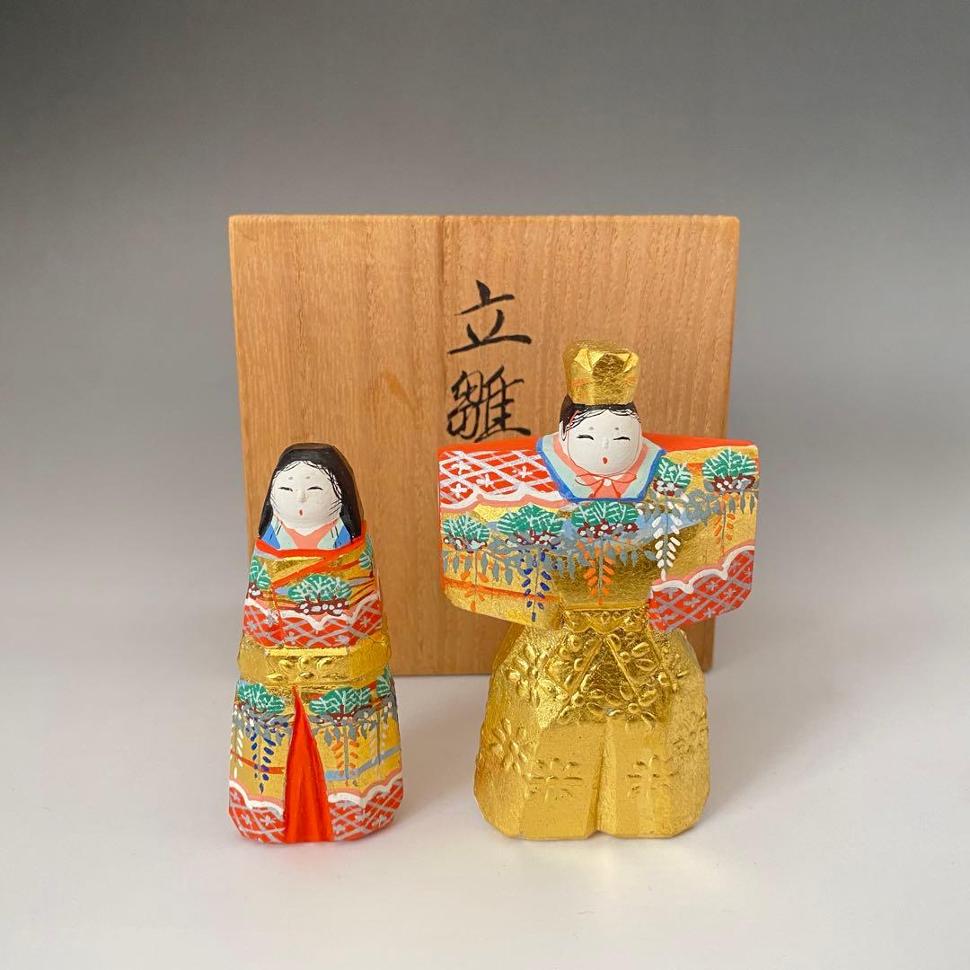 ◆奈良一刀彫 柴田一華 作 立雛 雛人形 伝統工芸