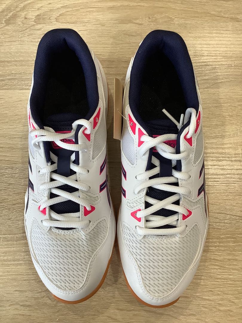 asics バレーボールシューズ ゲルロケット10 白紺ピンク 24.5箱無し