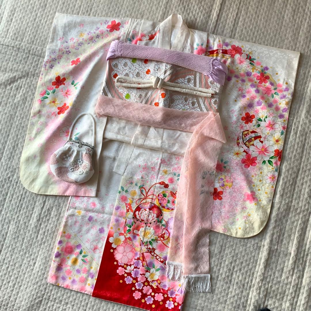 七五三　7歳　正絹お着物・帯セット