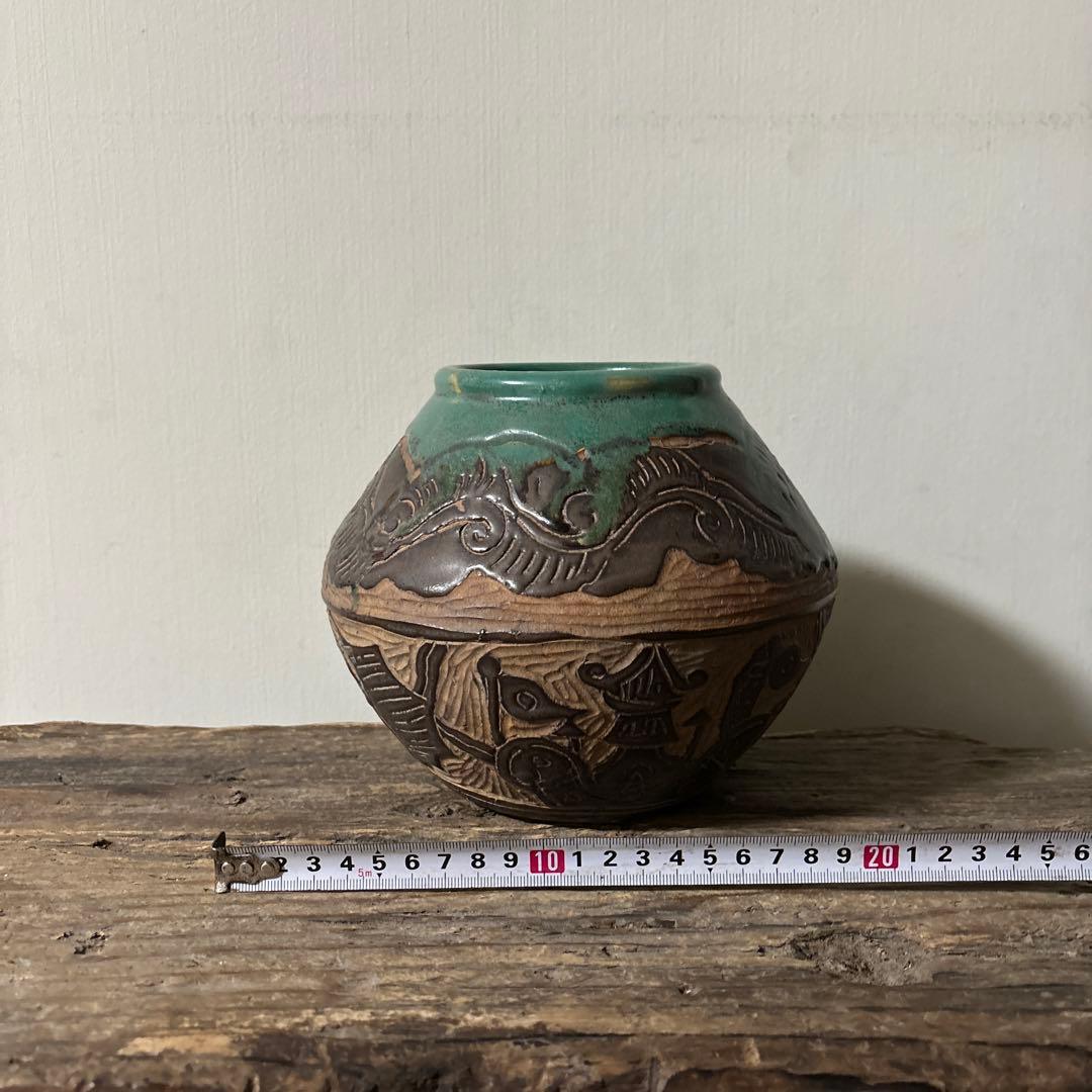 琉球古典焼　壺　古民芸.やちむん.壺屋焼.古道具.骨董品.アンティーク　検:李朝