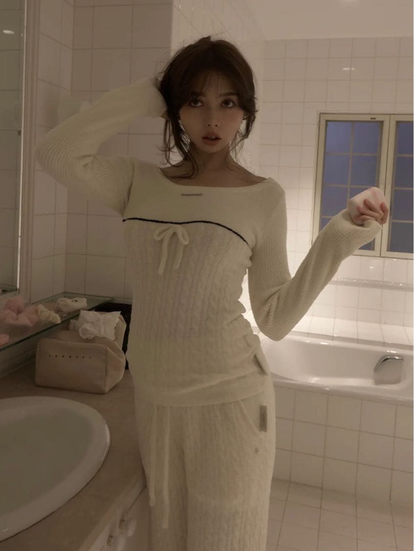 ルームウェア・パジャマ Sugar knit cable tops ivory