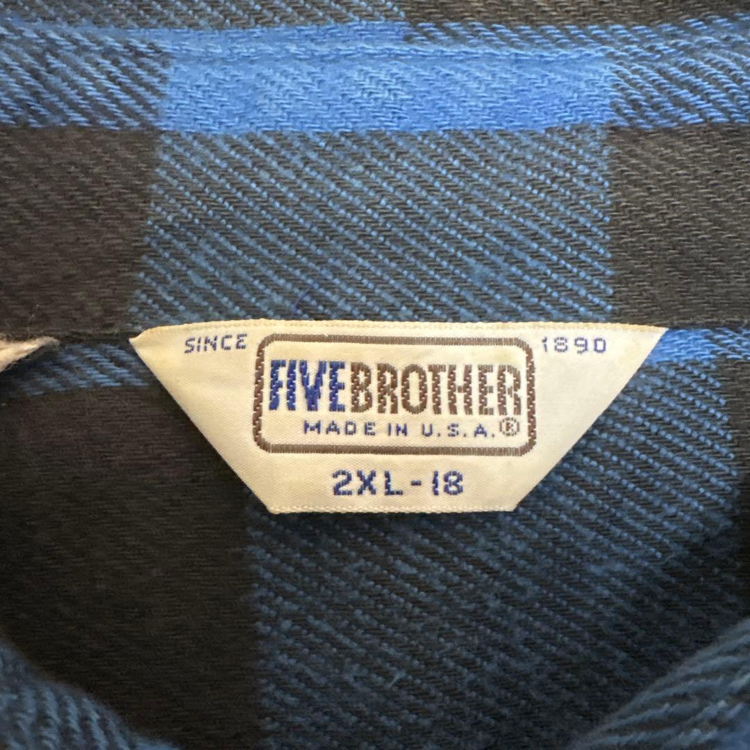 ク*ク様 FIVE BROTHER 70~80年代 三角タグ ネルシャツ USA