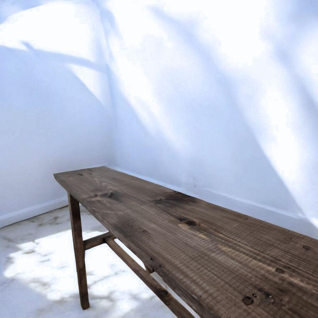 新生活を彩るシンプルな木製/ベンチ/スツールチェア/ウォルナットカラー