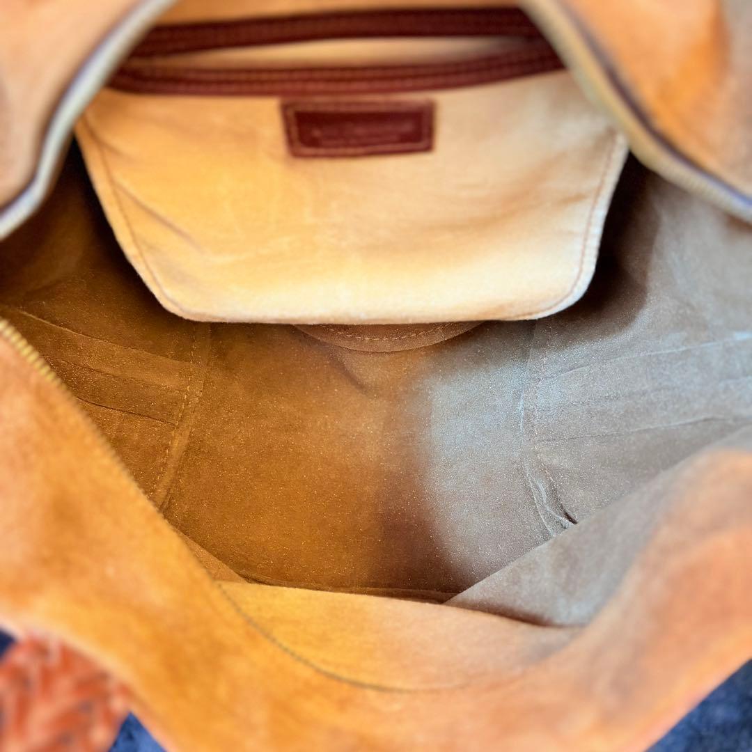 【良品】J&M DAVIDSON スエード ブラウン トートバッグ メッシュ