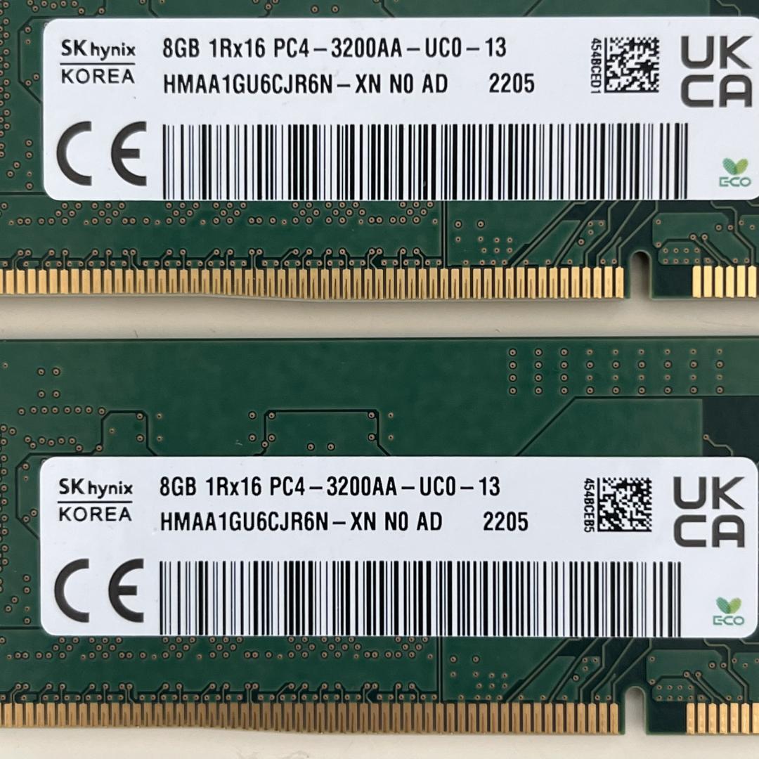 SK hynix 8GB 1Rx16 PC4-3200AA-UC0-13 ×2