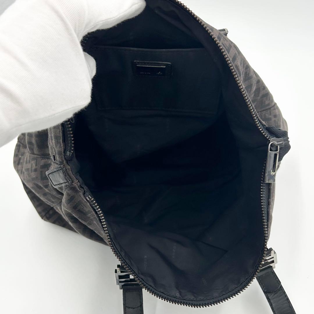 FENDI トートバッグ　ダークブラウン　ズッキーノ　ナイロン　8BH138