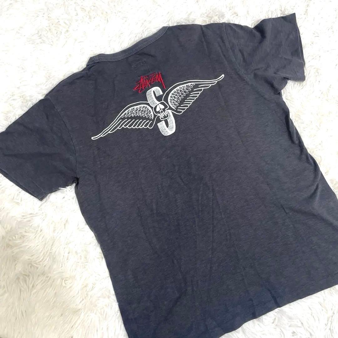 レア　OLD STUSSY SKULL WING チャンピオン製コラボＴ80