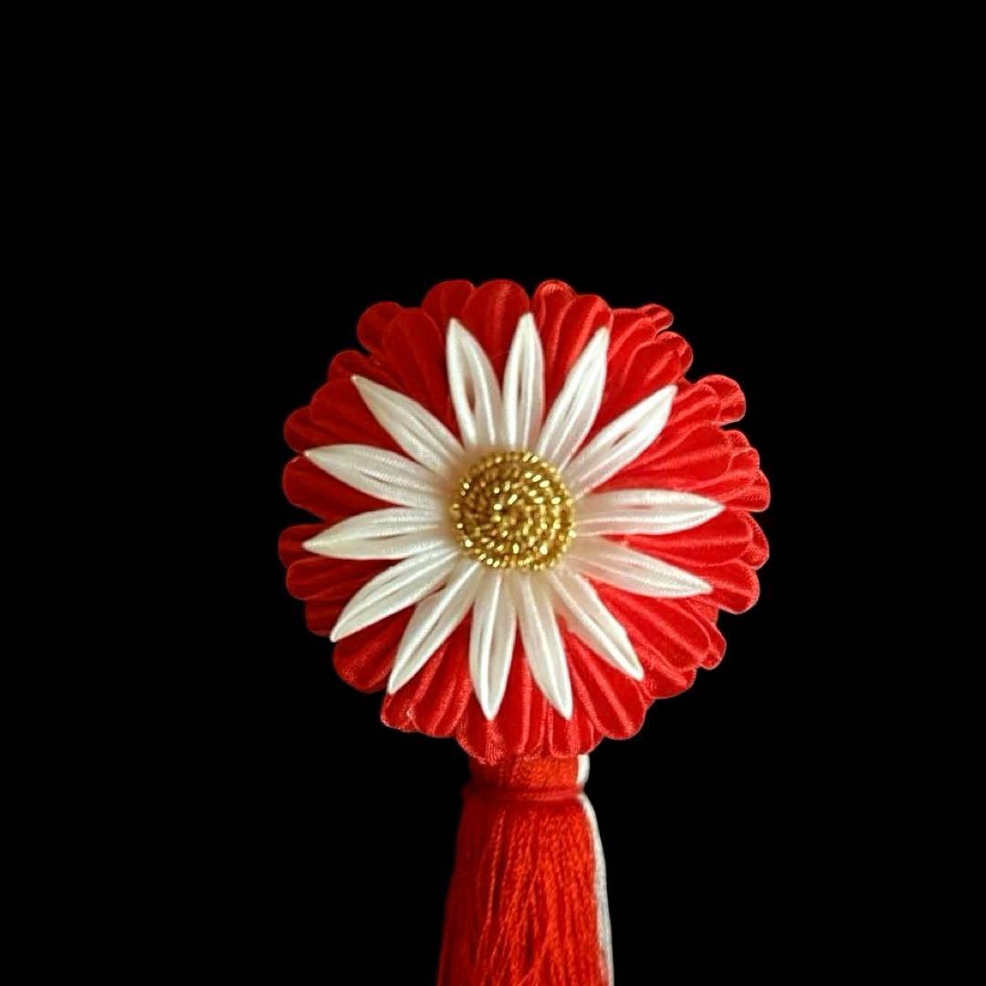 勝山髪飾り 七五三 7歳 (赤) 鶴