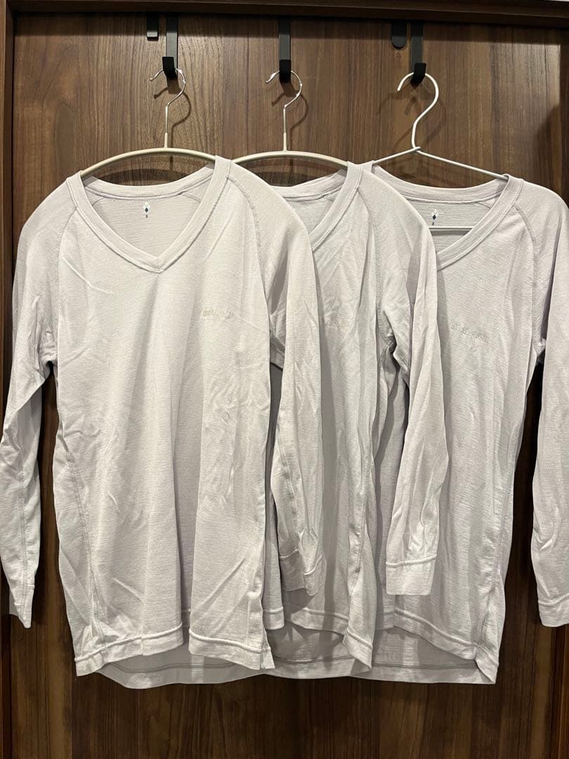 モンベル　メリノウール　Vネック　長袖　3枚セット S mont-bell