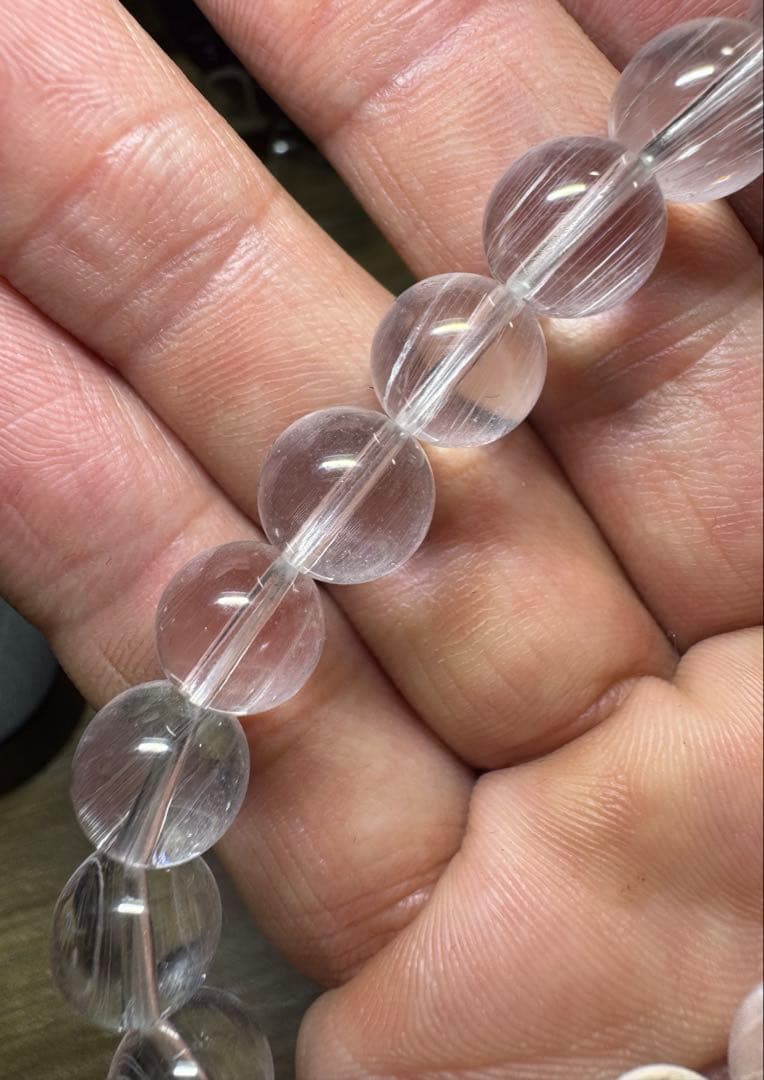 クリア　ニードルイントパーズ　ブレスレット　約10mm 内径約16.5cm