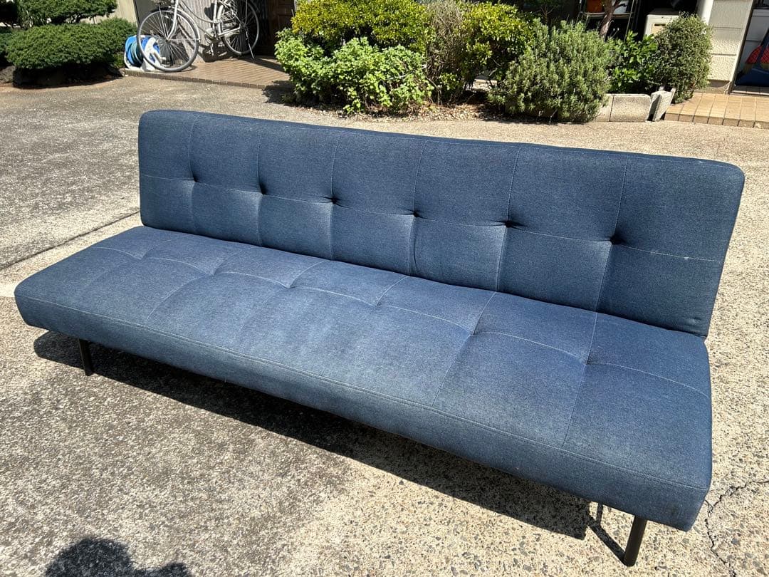 3人掛けソファ　ソファベッド　デニム生地
