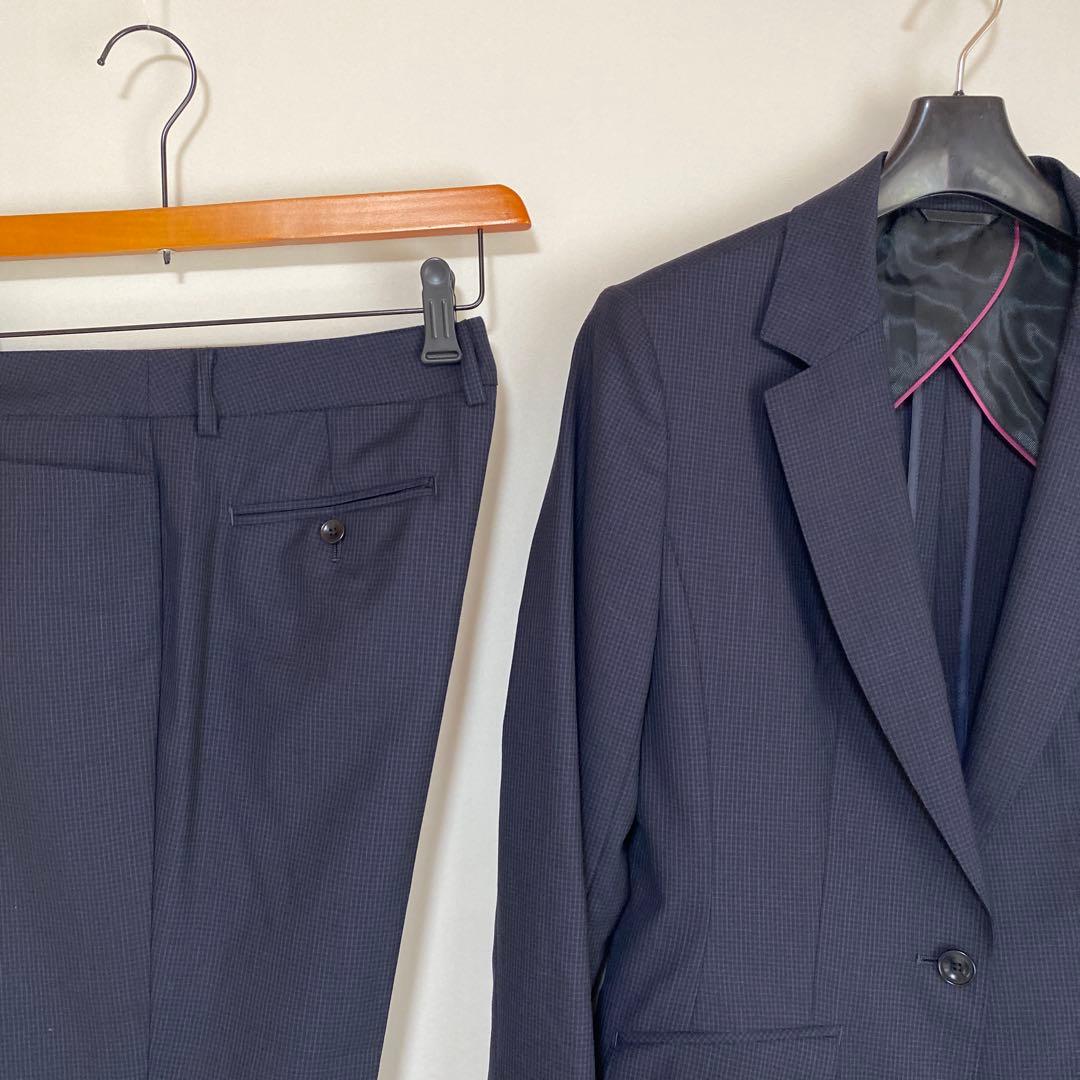 ヒルトン パンツスーツ 11 W78 Super 110's 濃紺チェックDMW
