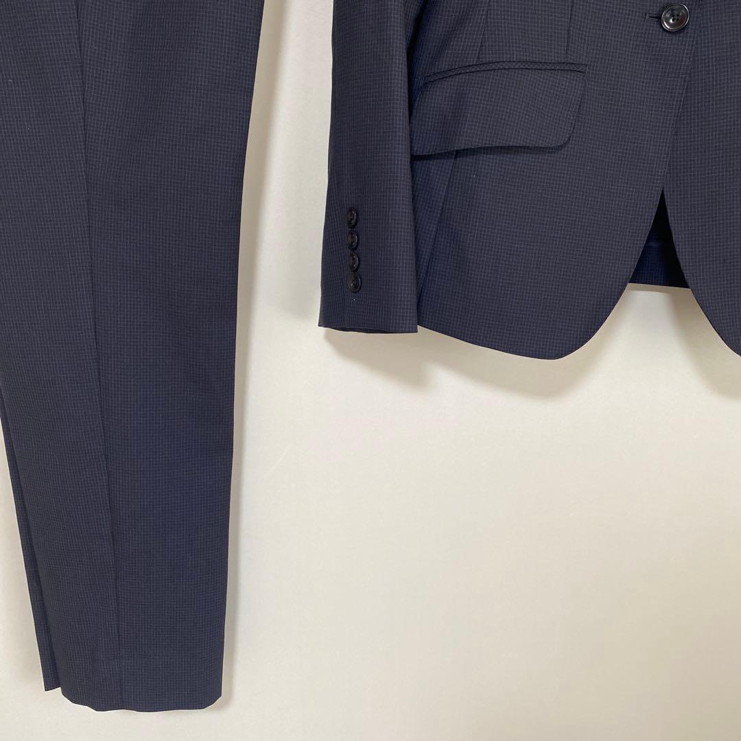 ヒルトン パンツスーツ 11 W78 Super 110's 濃紺チェックDMW