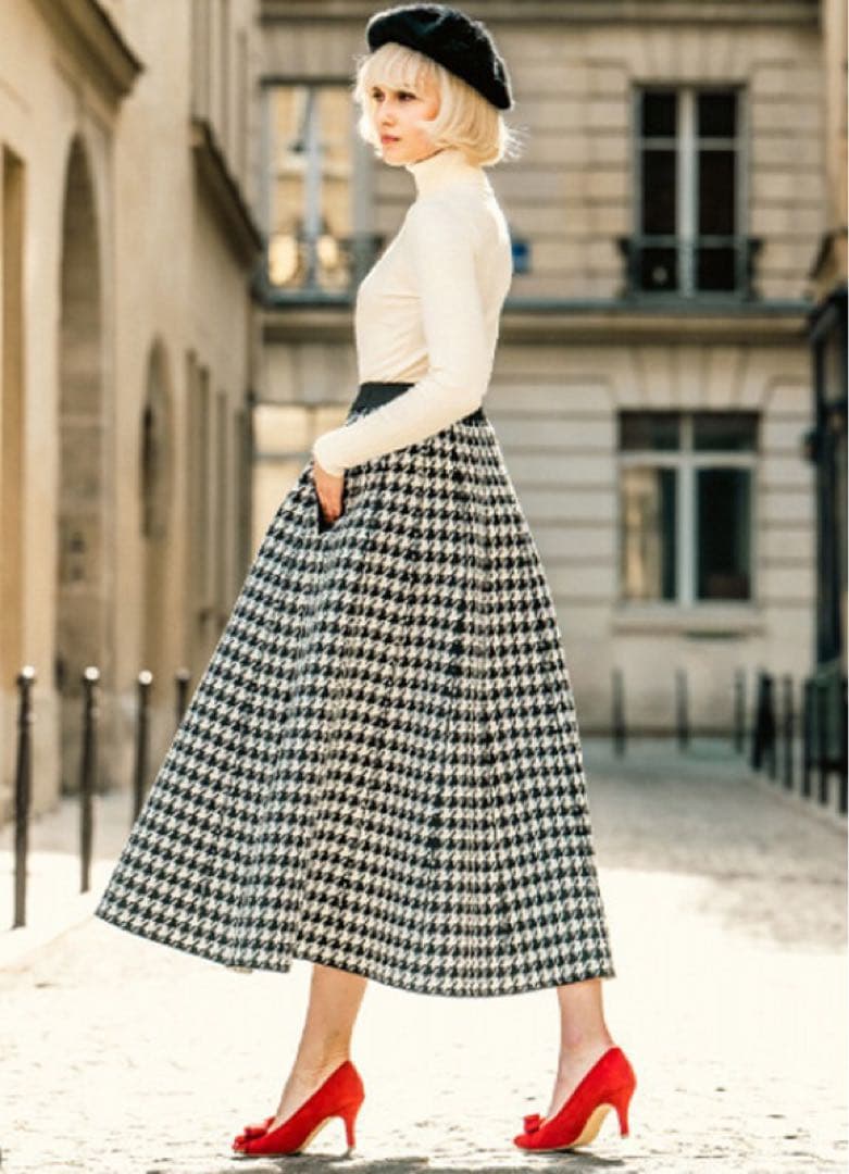 JENNE ジェンヌ　ボリュームフレアニットスカート