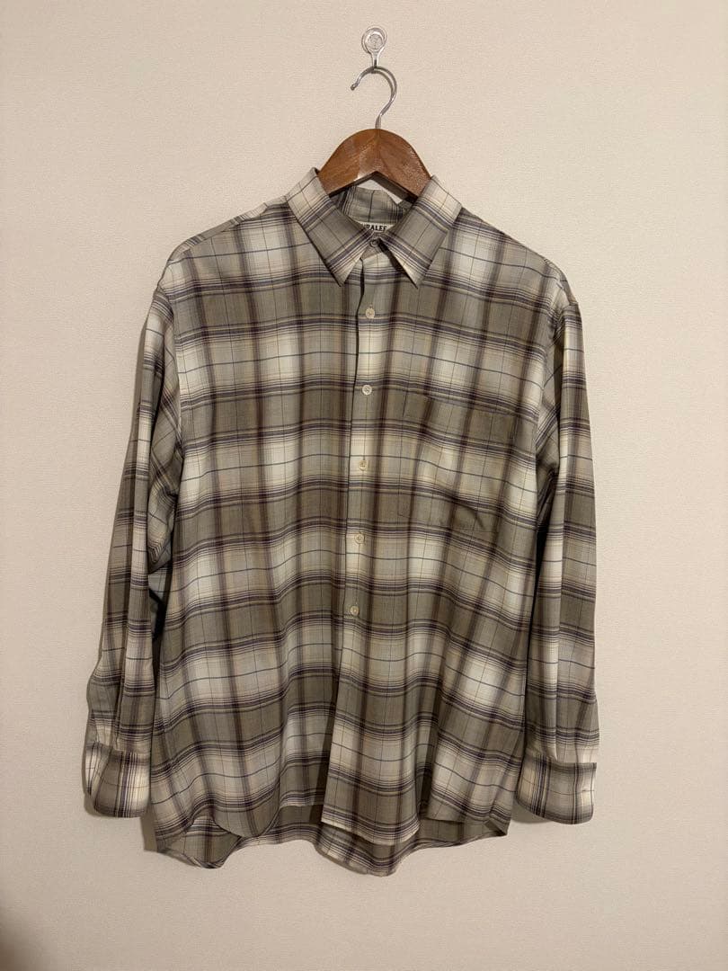 AURALEE 23AW ウールチェックシャツ 3 ブラウン