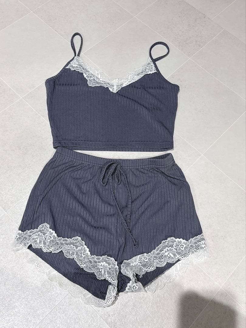 も*こ様 ネイビー リブ編み ルームウェア M