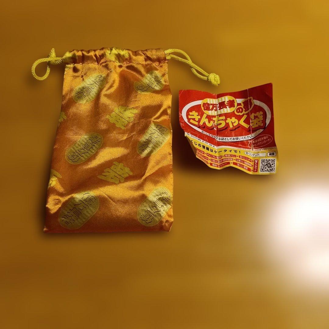 初めて宝くじで億萬長者になった時の巾着袋です