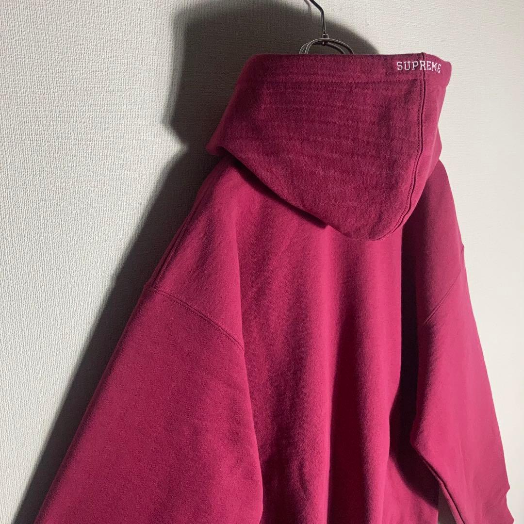 【美品】SUPREME フルジップパーカー Sロゴ 刺繍 ボルドー M