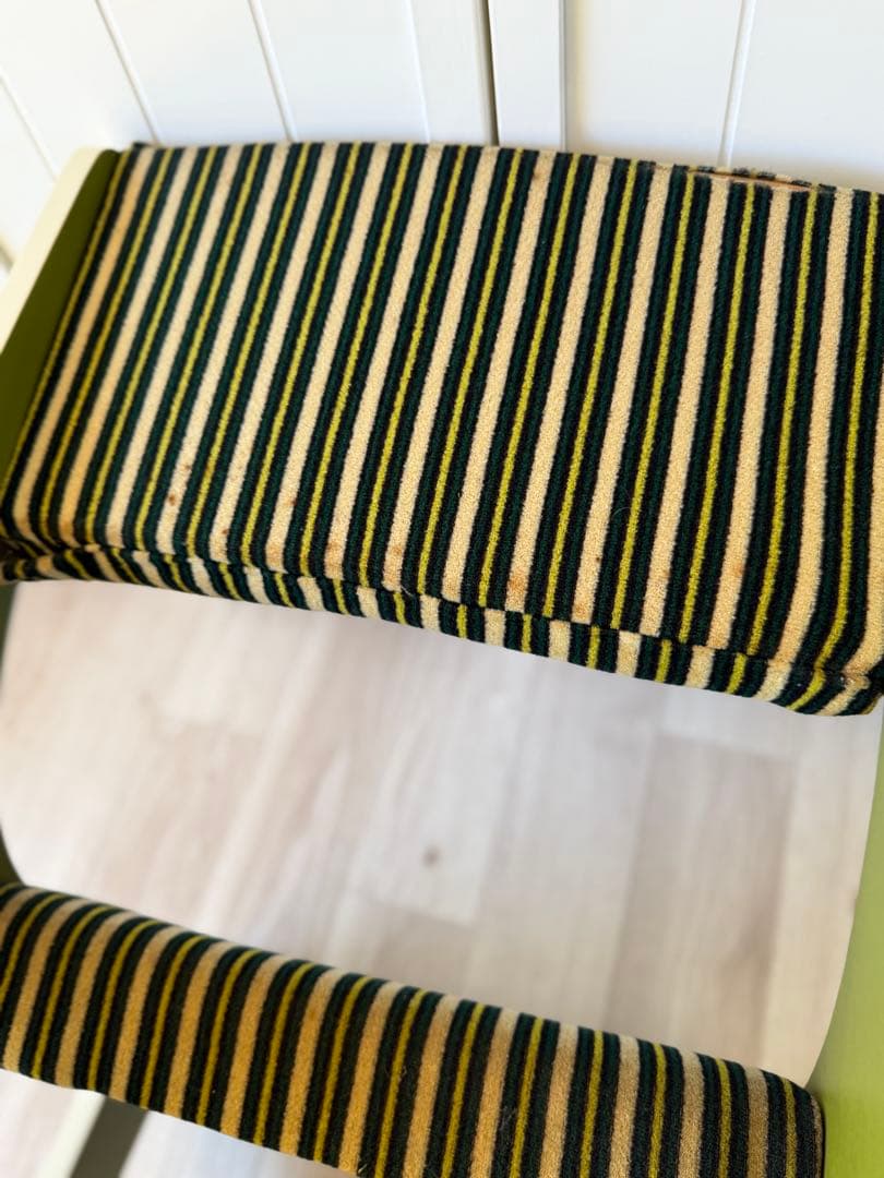 ②ソファ椅子 昭和レトロポップ 椅子 テーブル セット グリーンストライプ