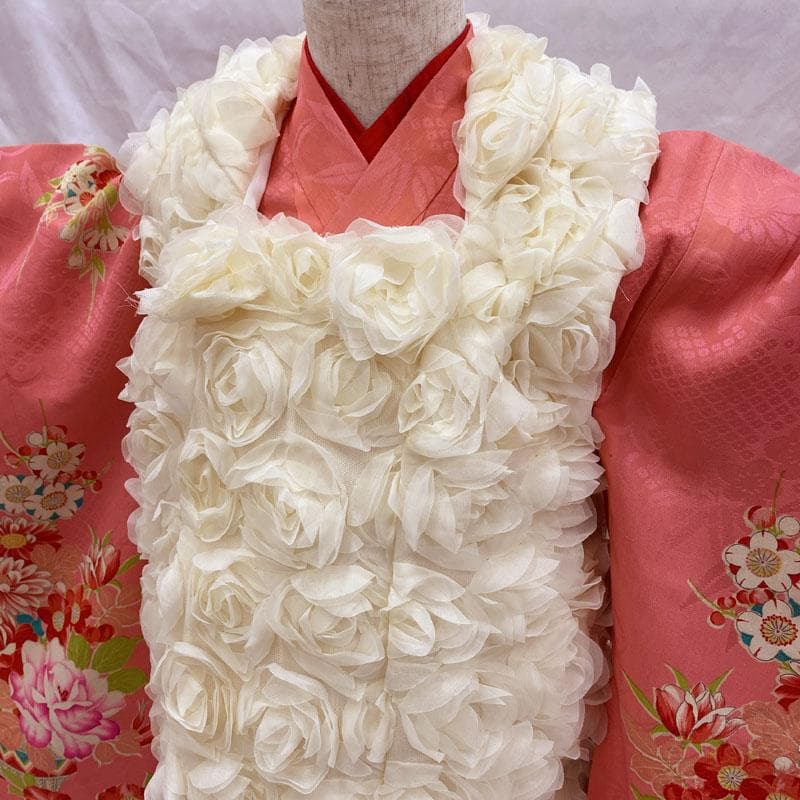 505ag78◎七五三 三歳 女の子 アンティーク着物&被布&長襦袢 糸巻◎