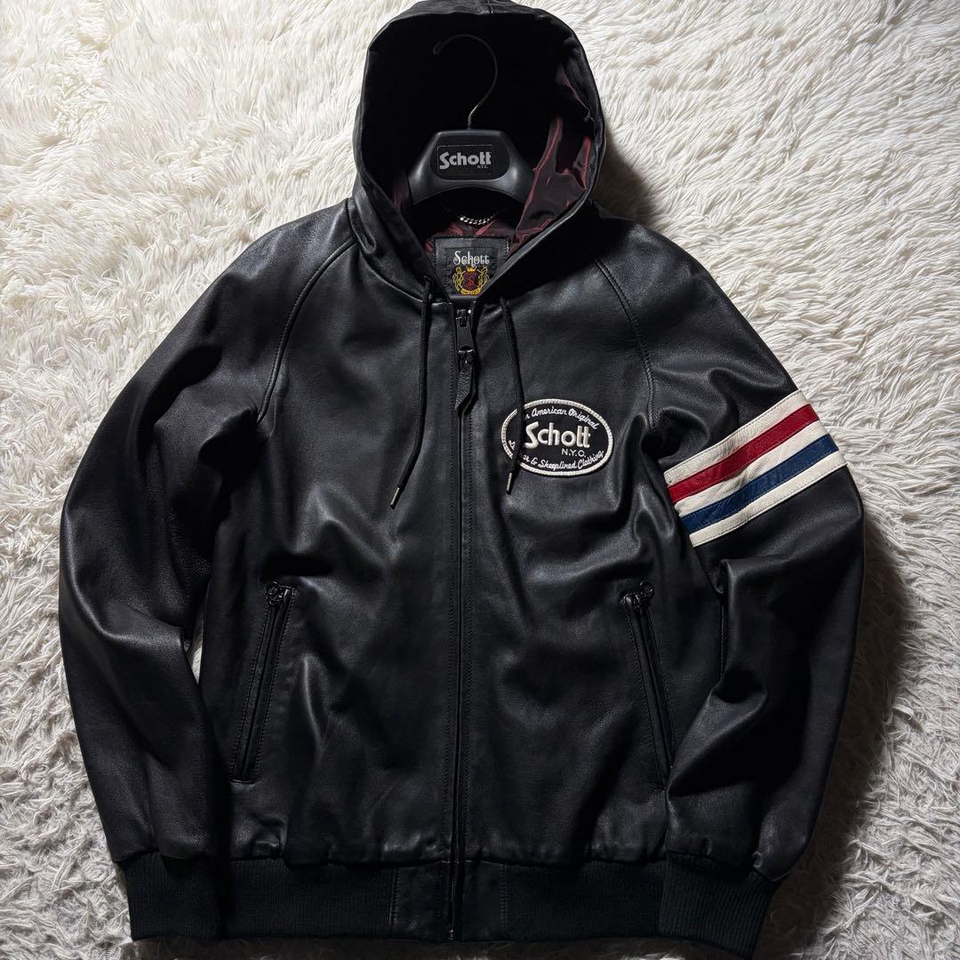 杉*宏様 美品/希少■schott レザー　トラックジャケット　羊革　100周年