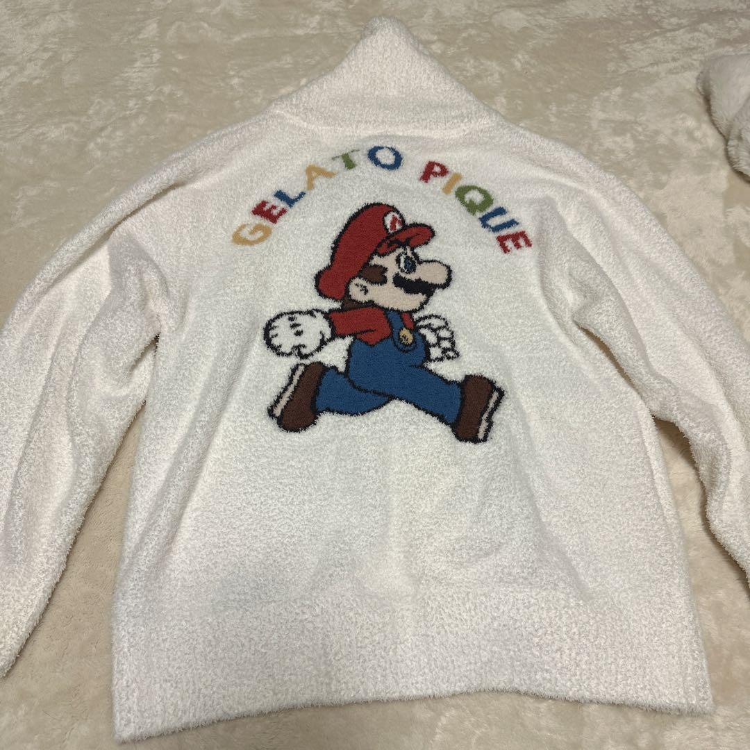 新品タグ付き✨ジェラートピケ　マリオ　ベビモコジャガードショールカーディガン